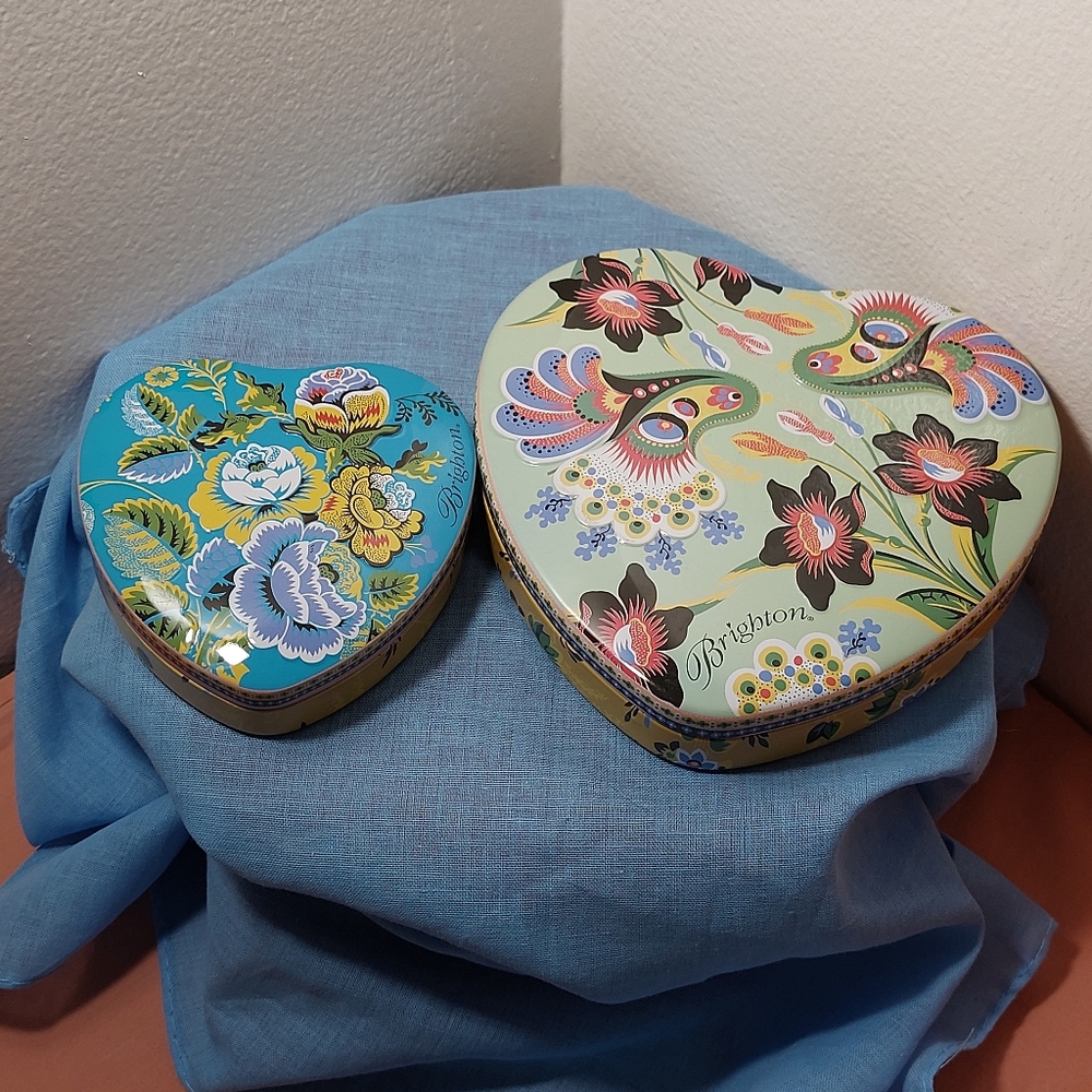 Brighton Heart Shaped Tin Boxes - Set of 2